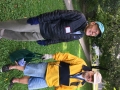 Frank Caro chats with Hugh Mattison of Brookline Greenspace Alliance